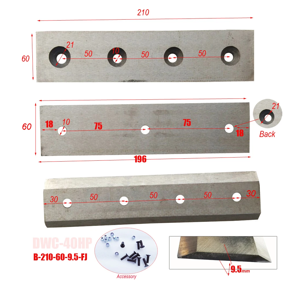 Chipper Blade with Bed Blade Anvil for B210, Check the Dimensions Firstly When Order