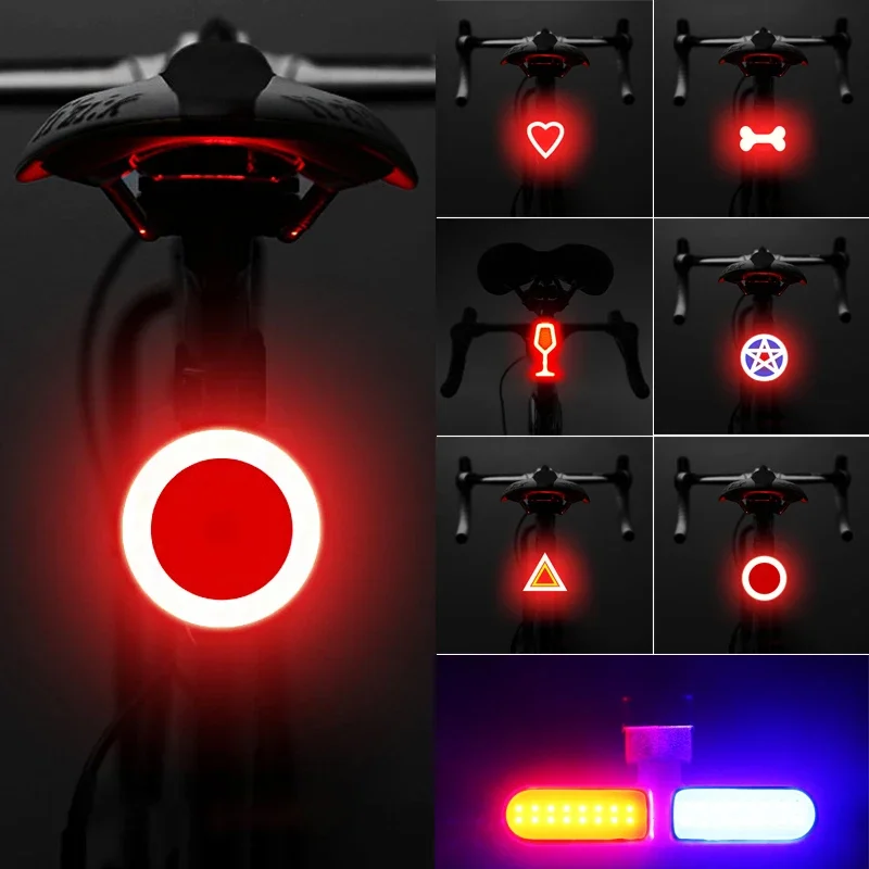 Bicycle Taillight Multi Lighting Modes USB Charge Led Bike Heart Shape Light Flash Tail Rear Lights for Road Mtb Bike Seatpost