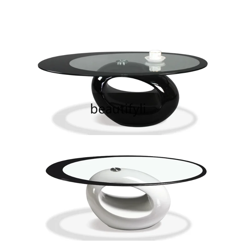 Dubai Coffee Table Large Hole Table Simple Modern Designer Oval Glass Side Table living room furniture