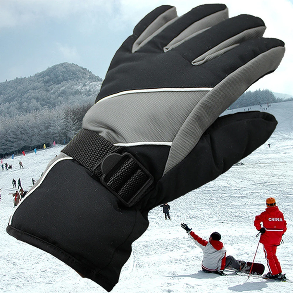 

Men'S Windproof Ski Gloves Water Resistant Warm Adjustable Snowboard Gloves For Snow Sports Winter Outdoor Wear Black
