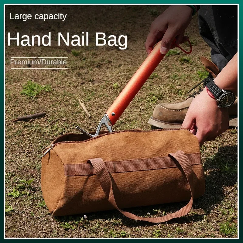 Outdoor camping nail bag, ground nail storage bag, outdoor tool kit, canvas storage and organization bag, camping bag