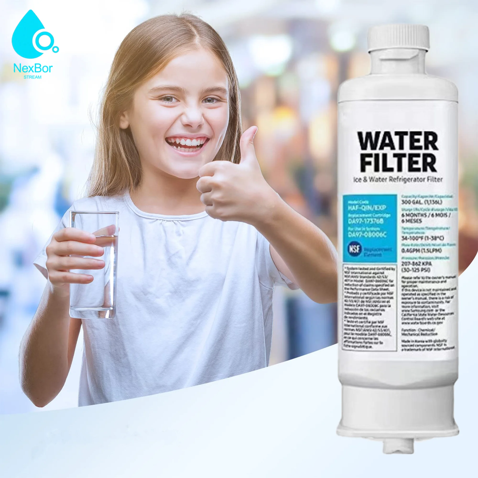 Wasserfilter für Samsung Kühlschrank, Aktivkohle-Filtration, Ersatz für Samsung HAF-QIN/EXP DA97-17376B RF28R7201S – Detail 6