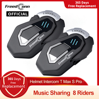 FreedConn T Max S Pro Motorcycle Intercom Bluetooth Helmet Headset Music FM Waterproof 8 Riders Headphones Comunicator 1000M