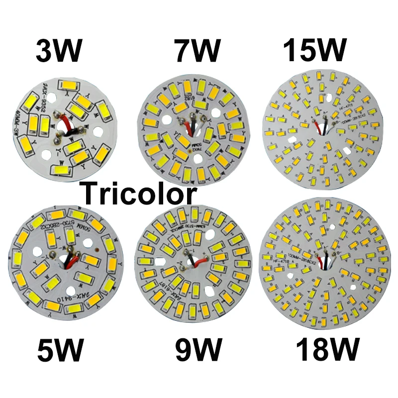 

5 pcs 5730 SMD bulb lamp double color 3W 5W 7W 9W 12W 15W 18W round led light board LED Chip Aluminum Lamp plate For LED Bulb