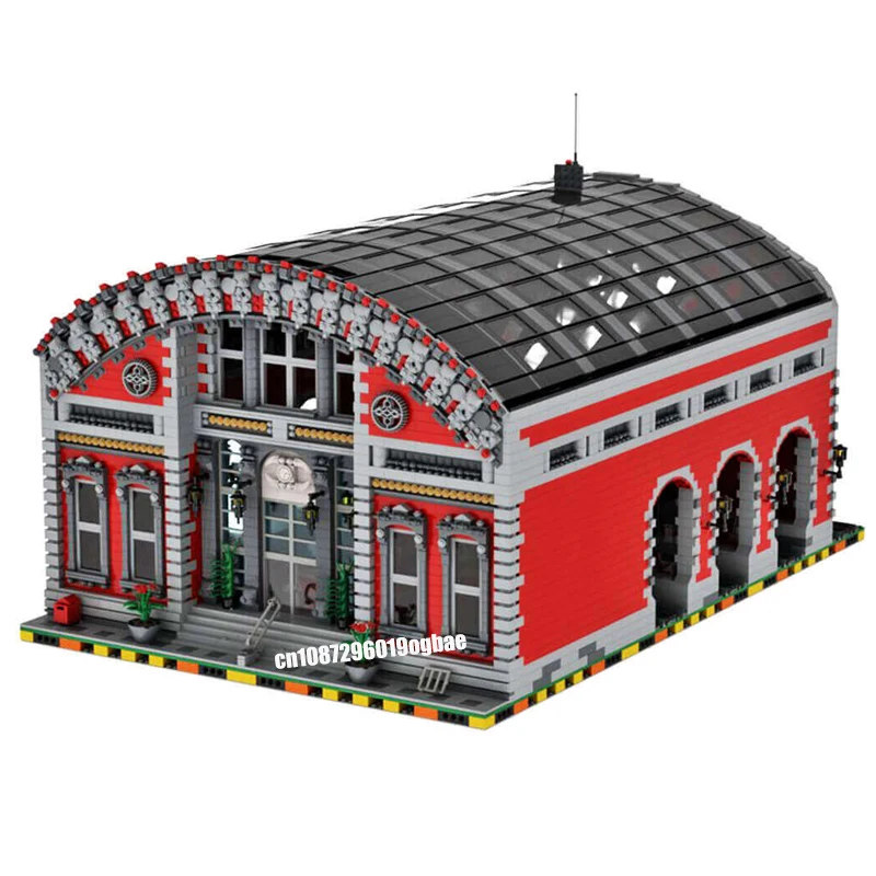 NEW 7432PCS City Hot Selling Street View Moc Modular Massive Train Station model DIY creative ideas ChildToy birthdayGift Blocks