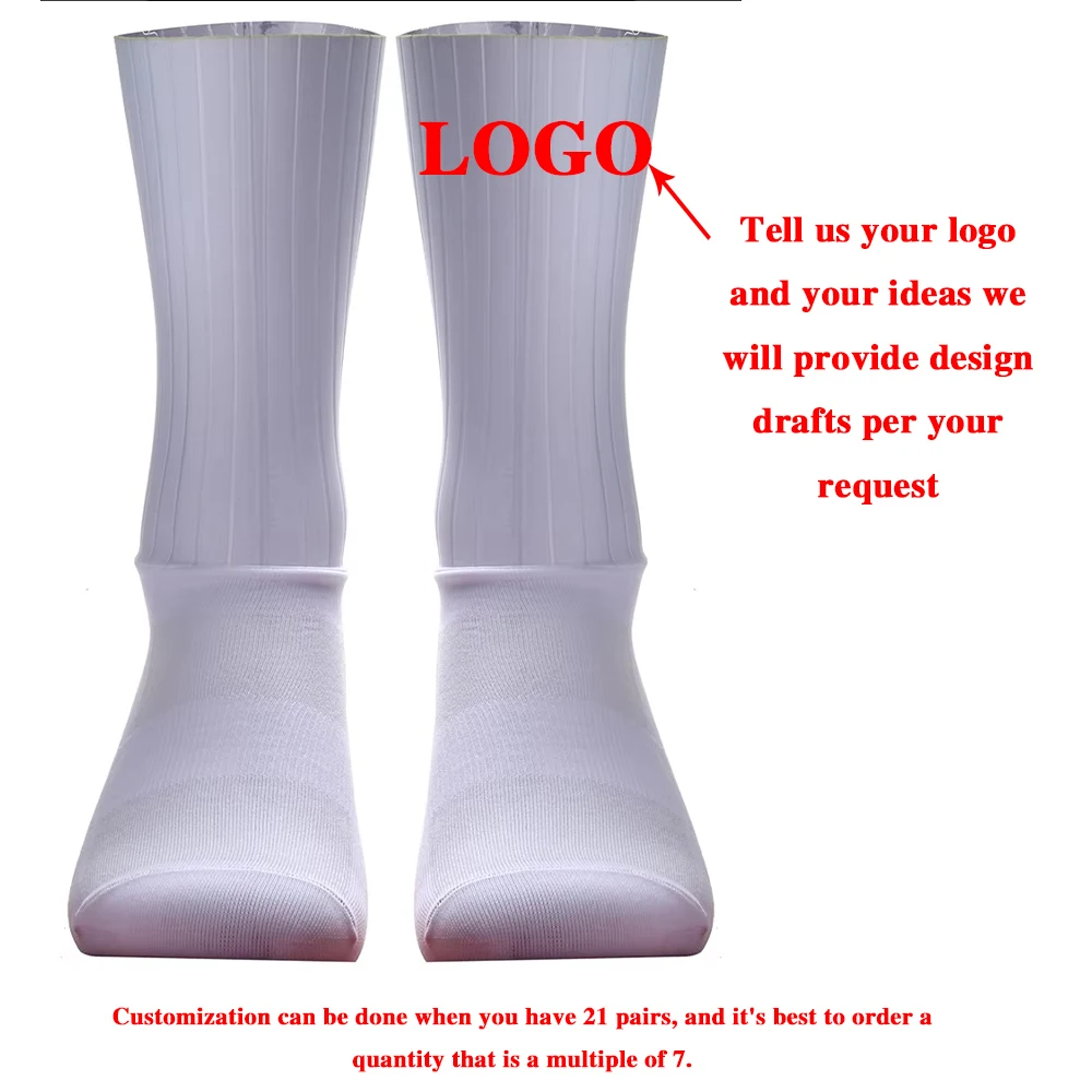 

Customizable Aero Cycling Summer Anti Socks Whiteline Slip Silicone Socks Men Bicycle Sport Running Bike Socks