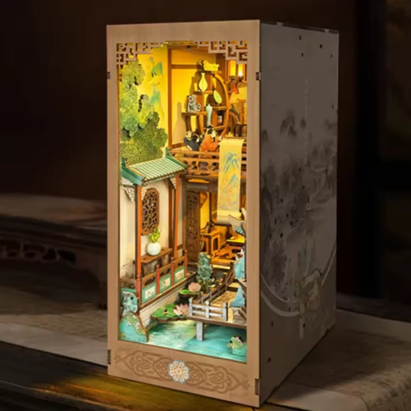 OUZEY Libro de pintura china Nook DIY, casa antigua 3D activada por sensor, regalo de arte clásico para adolescentes