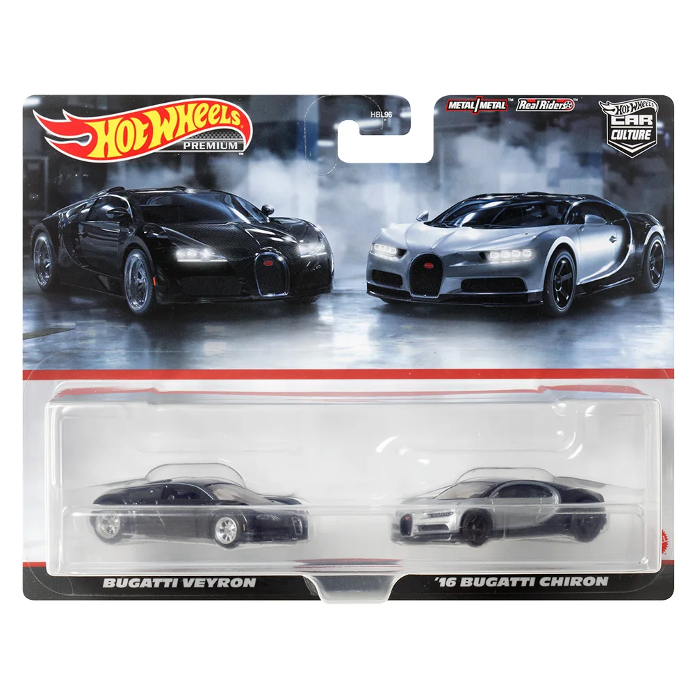 Hot Wheels Premium Collector Cars Bugatti Veyron & 16 Bugatti Chiron HBL96-9C6K 1/64 Die-cast Toy Vehicles