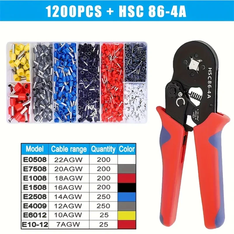 Crimper Plier HSC8 6-4 0.25-10mm ² 23-7AWG For Ferrule Tubular Terminals Ferrule Crimping Clamp Set Wire Head Electrician Tool