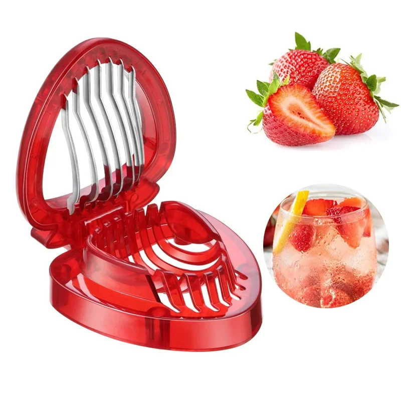 Set Kitchen Fruit Gadget Tools Strawberry Slicer Cutter  Corer  Huller Leaf Stem Remover