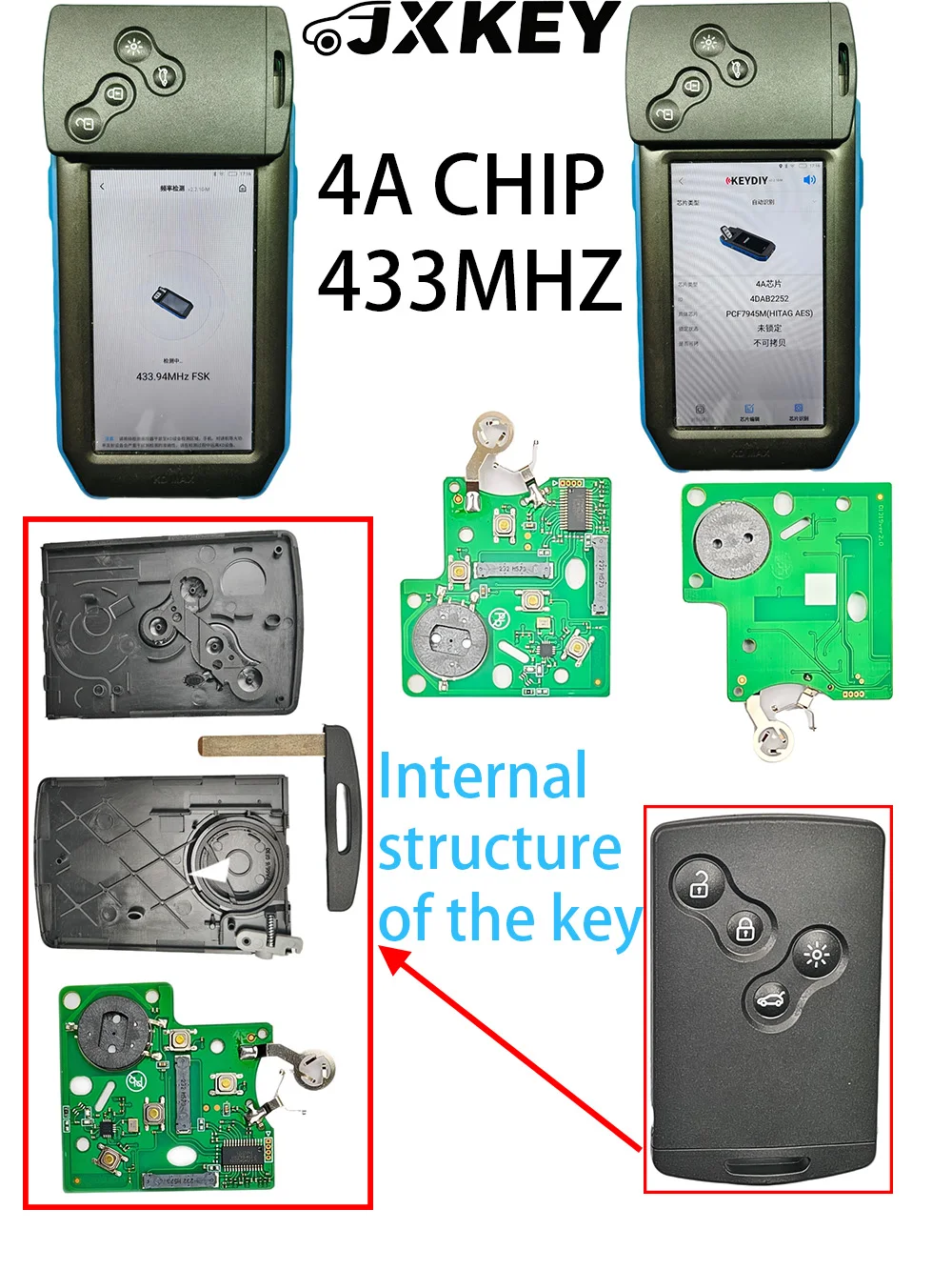 JXKEY Smart Remote Car Key Card Fob For Renault Megane 3 Laguna 3 Scenic Fluence Keyless HandsFree 433MHz 4A Chip 4 Button