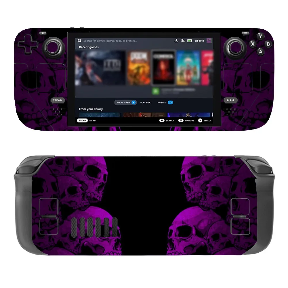 For STEAM Deck Console PVC Skull Design Skin Matte Finish Scratch-Resistant Durable Sticker