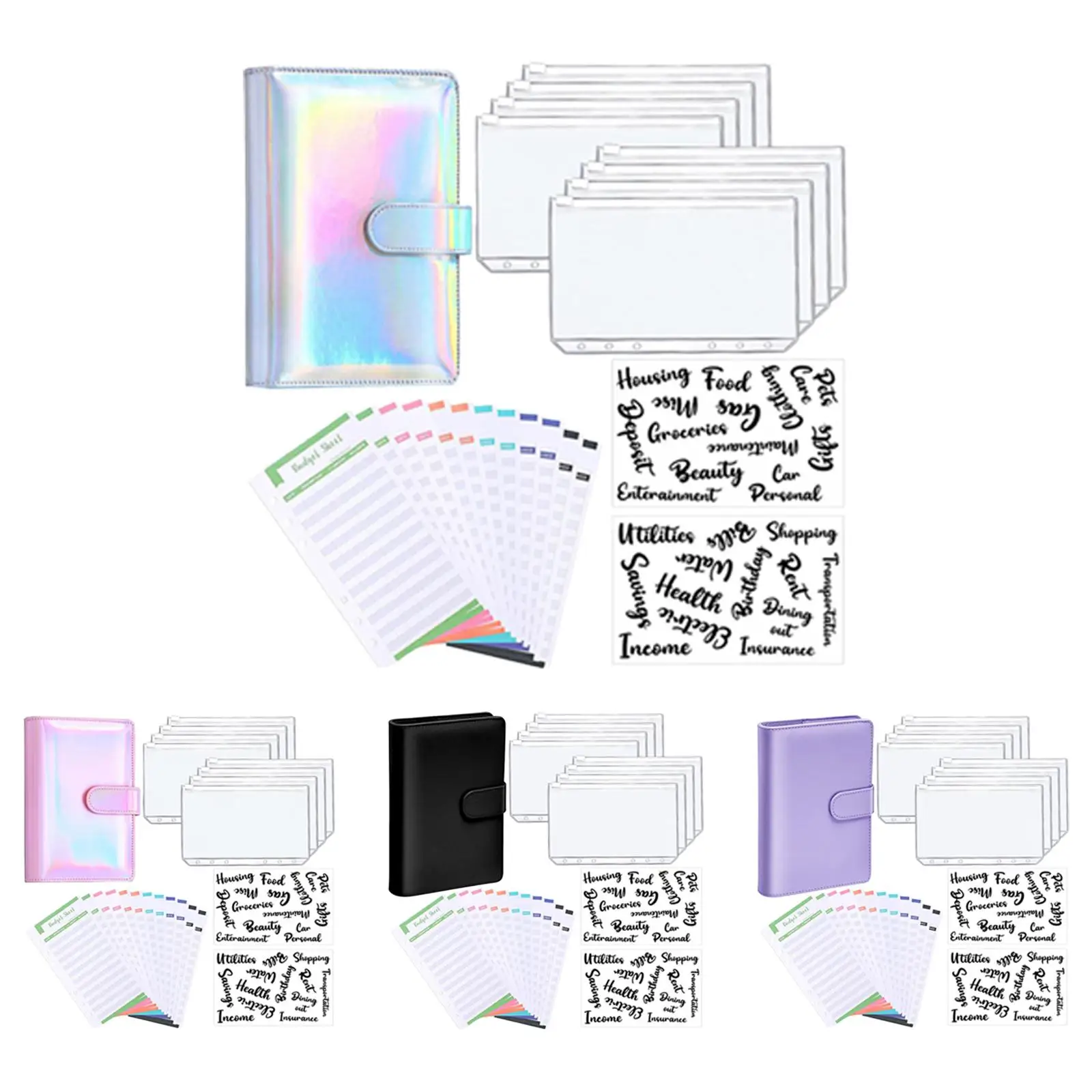 A6 Notebook Binder Budget Binder Expense Budget Sheets with Letter Stickers for Bills