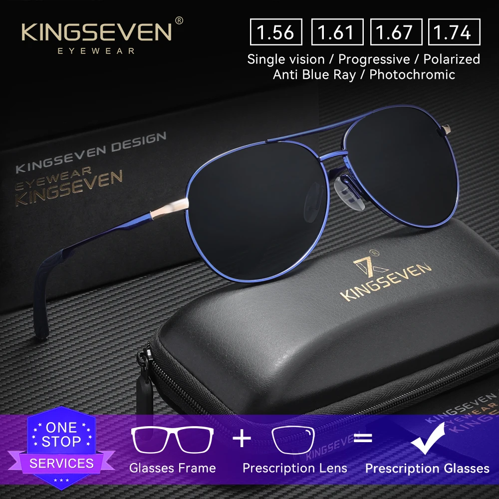 KINGSEVEN الطيار النظارات الشمسية البصرية إطار كبير وصفة طبية قصر النظر مد البصر النظارات التقدمية الرجال النساء نظارات للقيادة