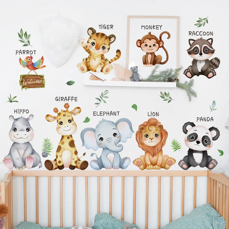 Cartoon Animal Background Wall Stickers Children Room Kindergarten Room Living Room Decoration Sticker Self-adhesive Removable