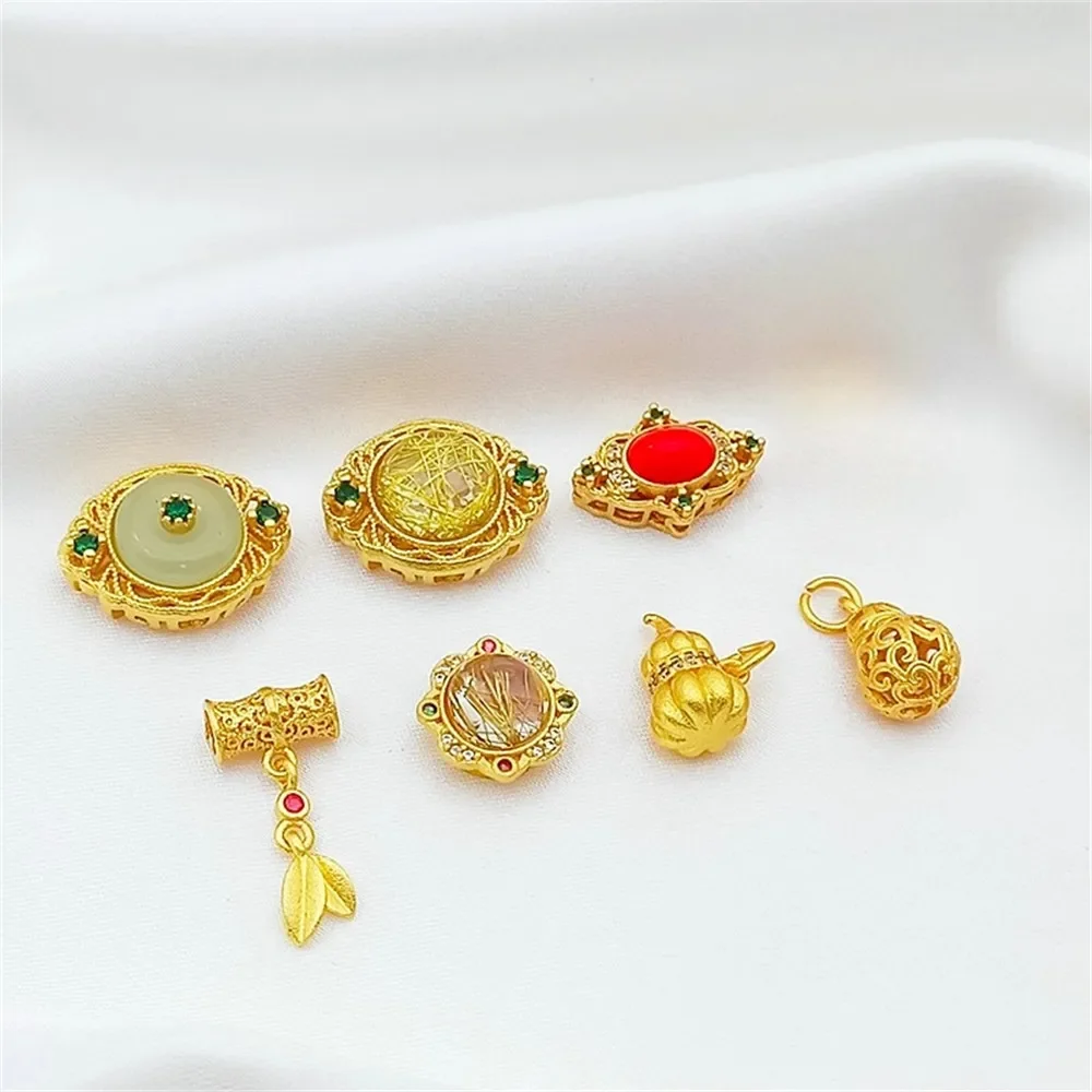 

18K Sand Gold Gourd Pendant, Diy Bracelet, Bamboo Joint Drip Drip Pendant Accessory, Material, Spacer Bead