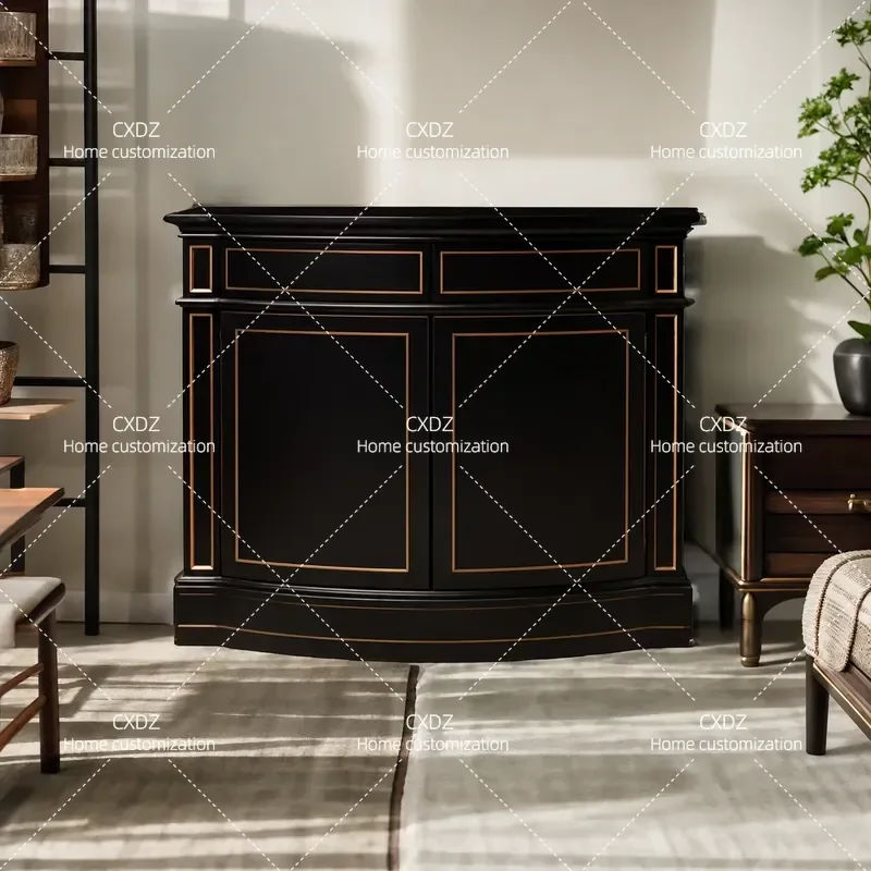 New Chinese Style Hand Painted Gold Lacquer Xuan Cabinet Custom Living Room Storage Locker Light Luxury Furniture