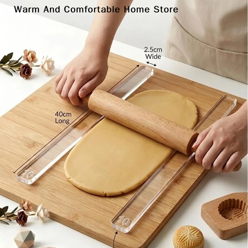 2Pcs Acrylic Thickness Ruler 2-5mm,Rolling Pin Guide For Cookie Fondant Maamoul,DIY Polymer Clay Pottery Craft Tool,Baking Rule