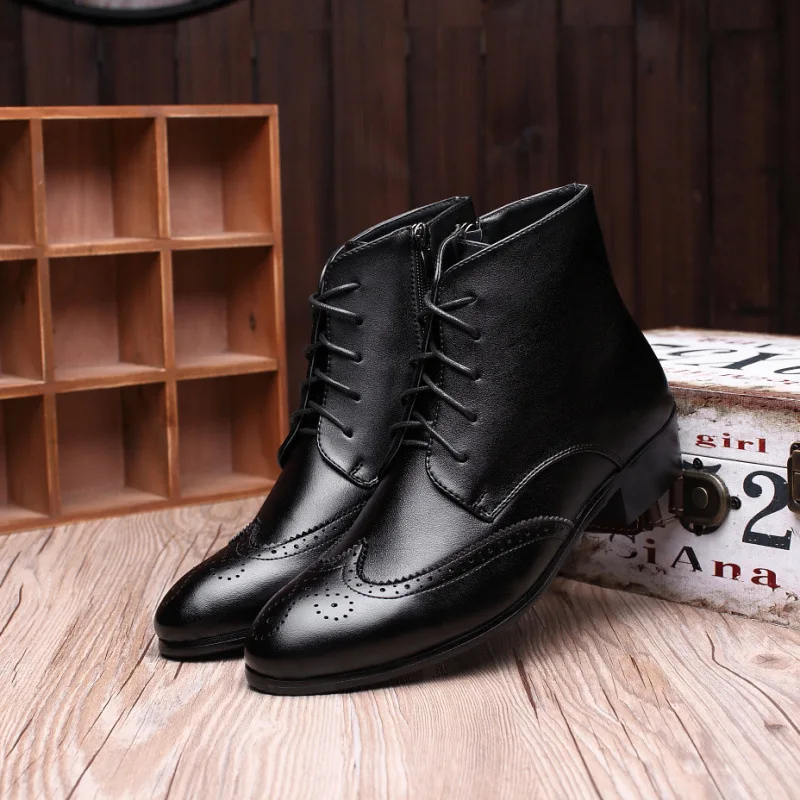 New Martin Boots Leather Shoes Casual High Top Lacing Europe and The United States Large Size Shoes Men's Leather Boots D5057