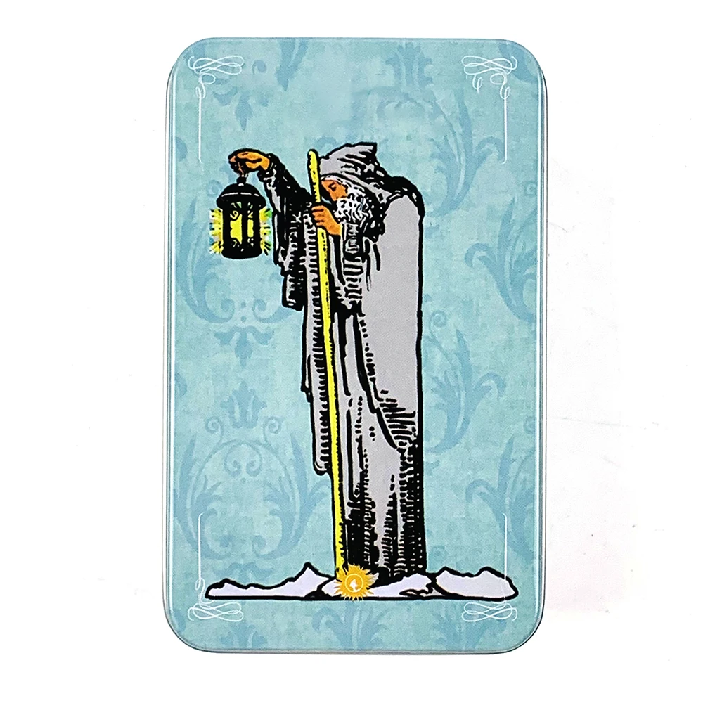 

Металлическая коробка, позолоченная колода карт Таро с бумажным путеводителем, настольные игры для гадания английского зрения, настольная игра для семейного сбора