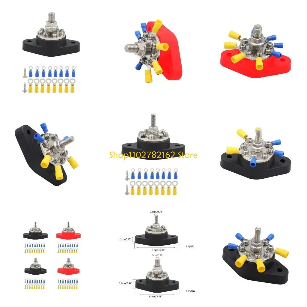 

547B 8 Terminal Bus Bar Terminal Block Brass Wire Screw Terminal for Car Boat Marine Ground Power Distribution Terminals