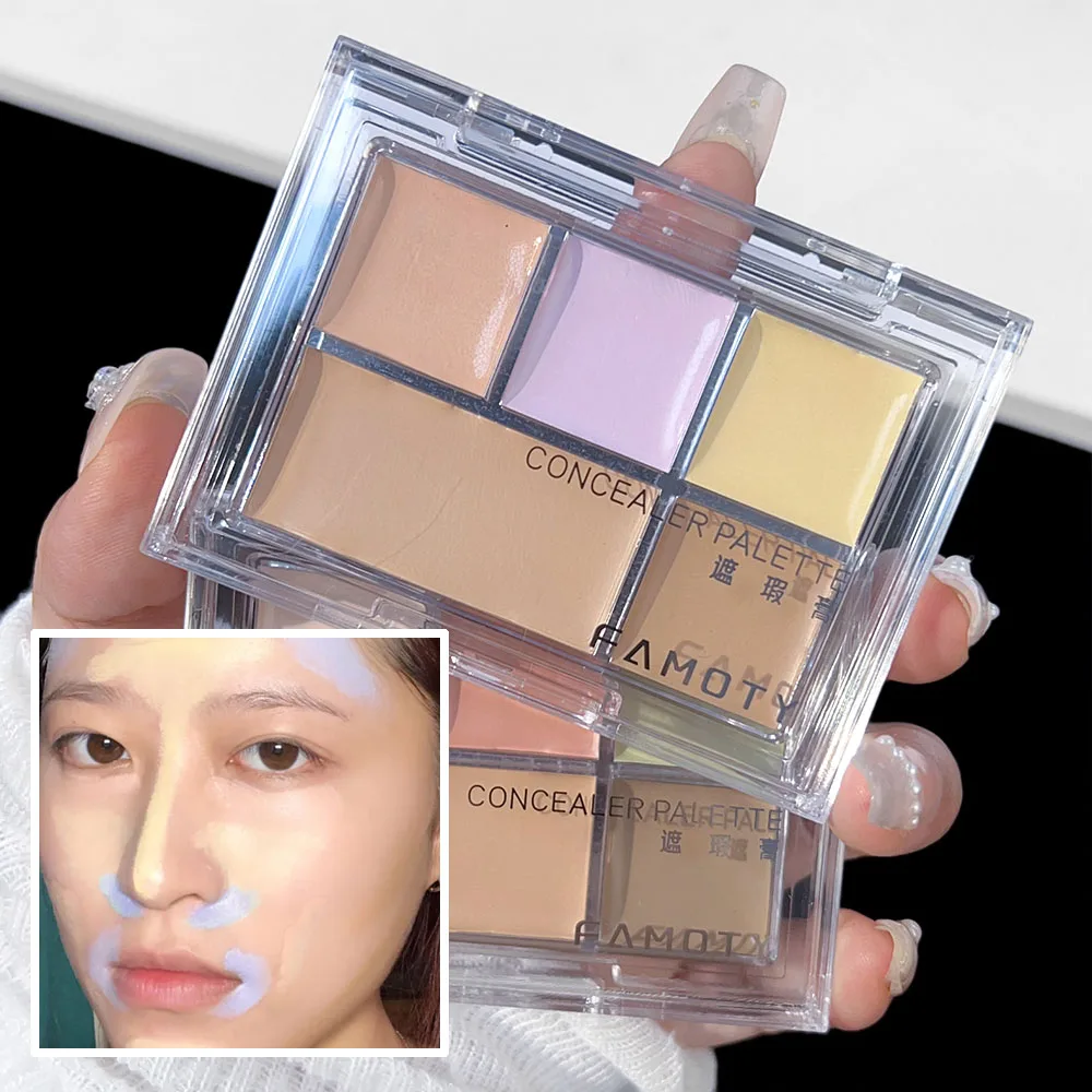 Five-color Concealer Palette Lasting Moisturizing Natural Full Coverage Dark Circles Acne Makeup Even Skin Tone Foundation Cream