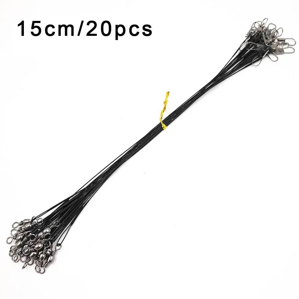 Conector preto fio de pesca, 20pcs, isca acessórios, iscas, giratória, durável, durável, anti-mordida, giratória