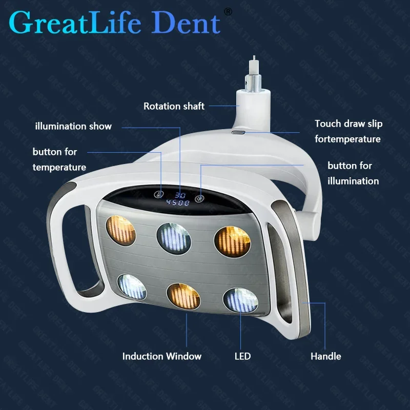 GreatLife Dent 9w 6Leds 30000Lux Shadowless Medical Operation Movable Dental Surgical Auto Sensor Standing Floor Led Lamp Light