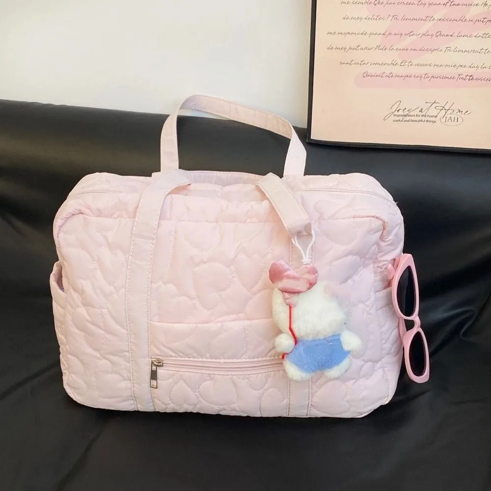 

Casual Underarm Bag Travel Luggage Bag Korean Style Solid Color Mommy Bag Nylon Heart Cosmetic Bag Outdoor