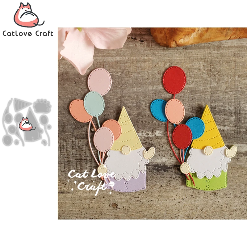 Catlove Balloons Gnomes Metal Cutting Dies Scrapbooking Mold Stencil Die Cuts Card Making DIY Craft Embossing New Dies For 2023