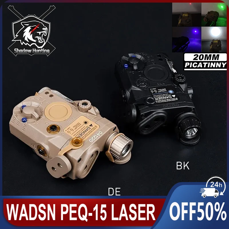 

WADSN PEQ15 IR Laser Green Blue Red Dot Sight White LED Light Hunting Scout Flashlight Fit 20mm Airsoft Weapon Accessories