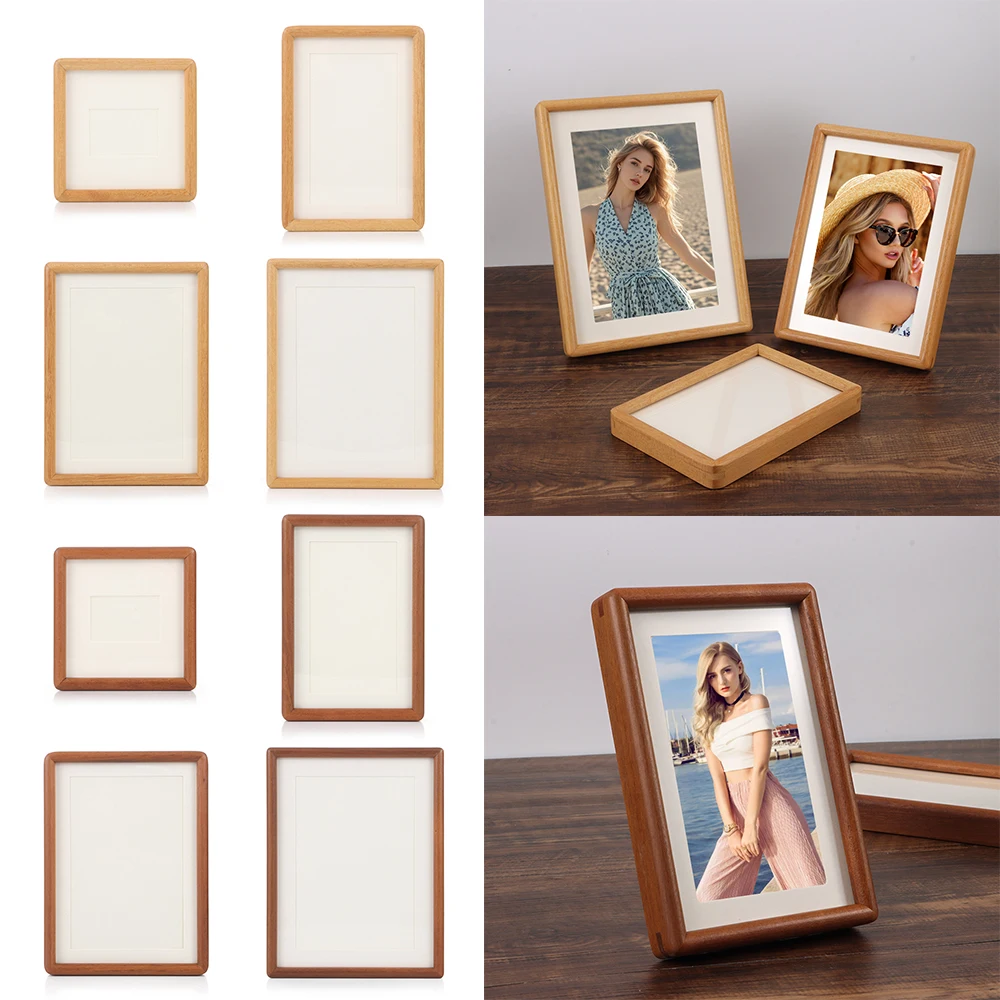 New 6/7/8 Inch Black Walnut Photo Frame Simple Simulation Wood Mortise Tenon Photo Frame Handmade Picture Frame
