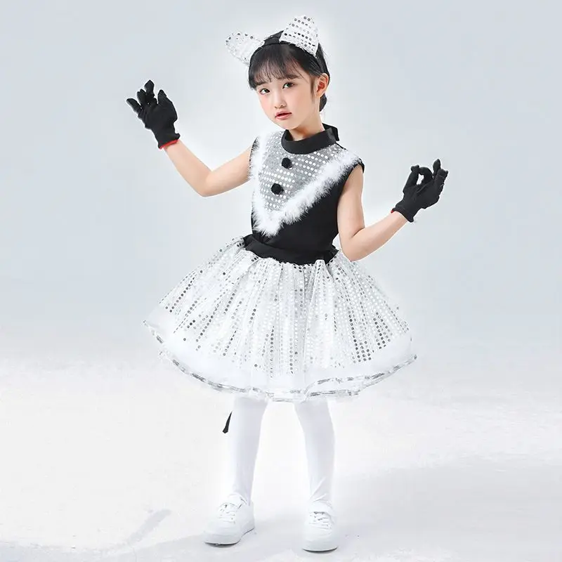 Süße Katze Cosplay für Kinder Katze Mädchen Kostüme Mädchen und Jungen Cosplay Tier Tanz Kostüme für Kinder Halloween Kleidung