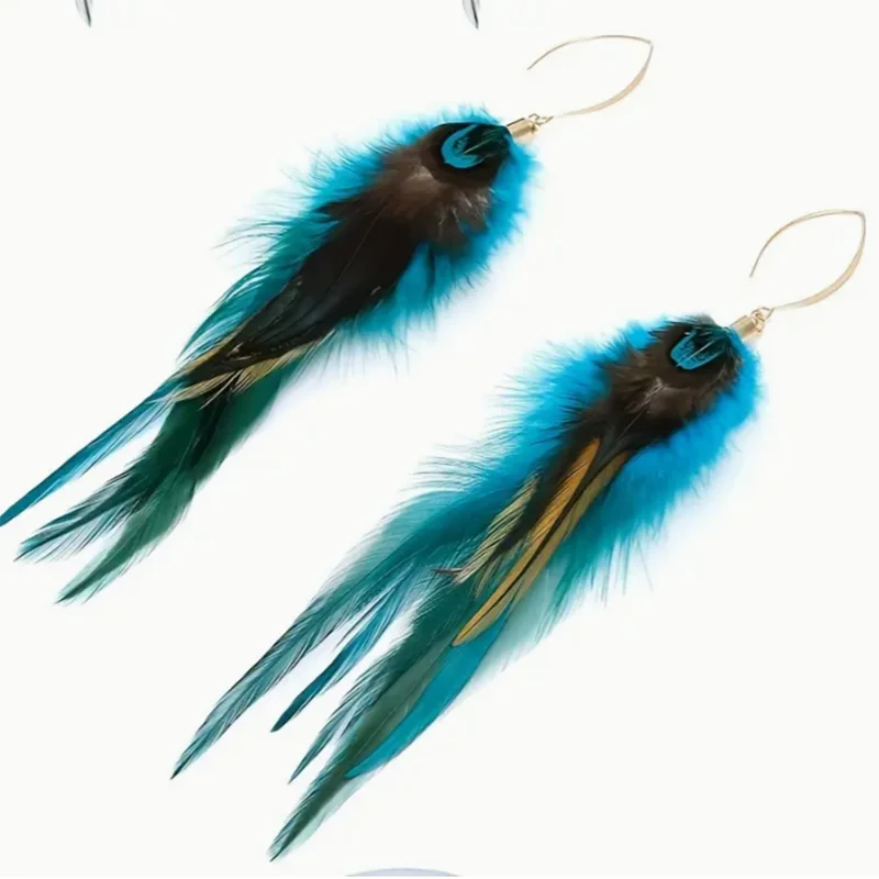 Chic Boho-Style Feather Dangle Earrings Zinc Alloy - Perfect Gift for Stylish Occasions & Memorial Souvenirs