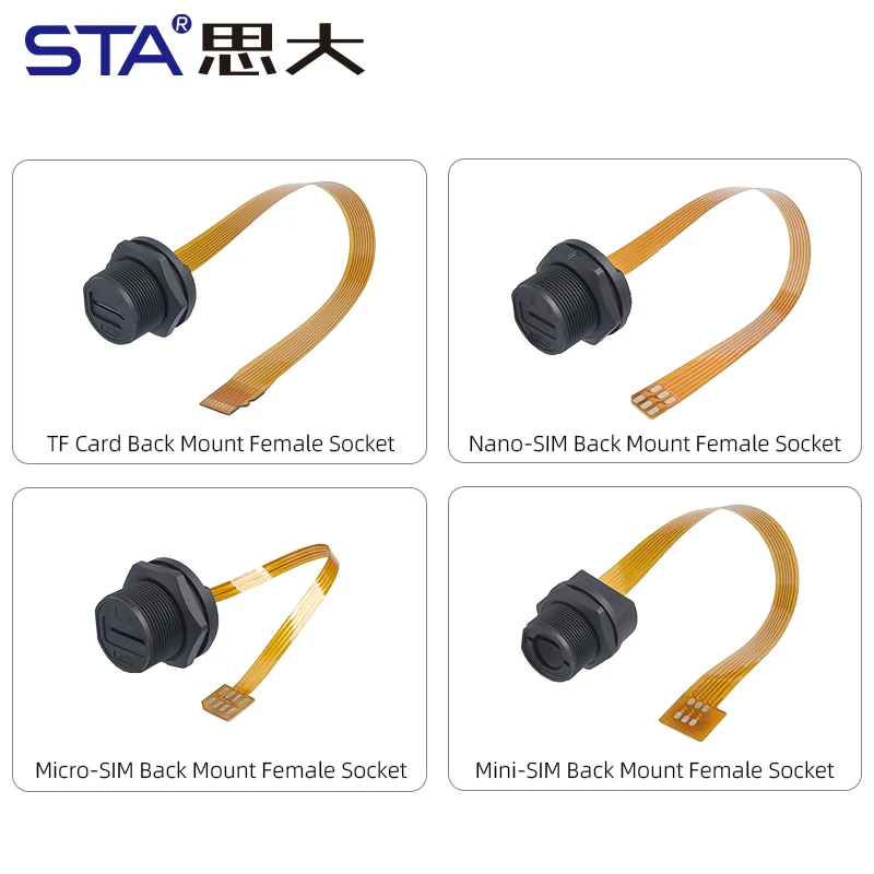 Nano SIM Card Waterproof IP67/IP68 Aviation Plug Connector Outdoor MINI Micro SIM TF Card Slot Female to Male Socket FPC Cable