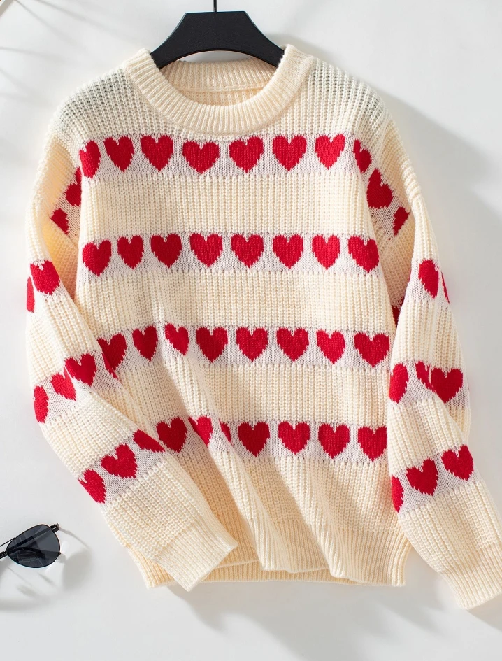 Love Pullover Women's Sweater Fashionable and Versatile Knit Sweater Sweet and Casual Simple and Personalized Sweater