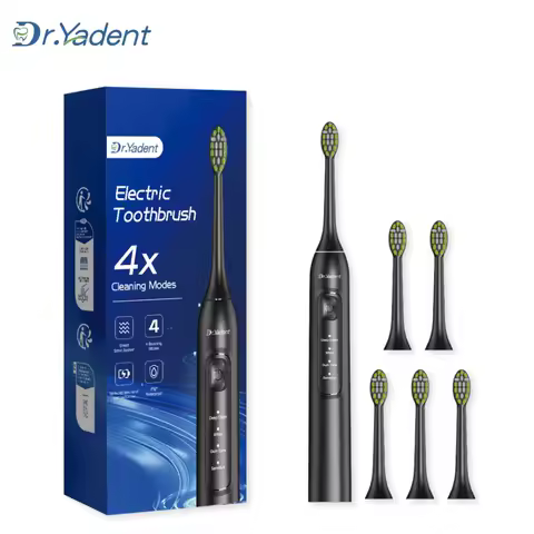 DrYadent YD05 Sonic Toothbrush 6 Soft Brush Heads 4 Modes 2 Mins SmartTimer 3 Hours Fast Rechargeable Lasting for 30Days Adult