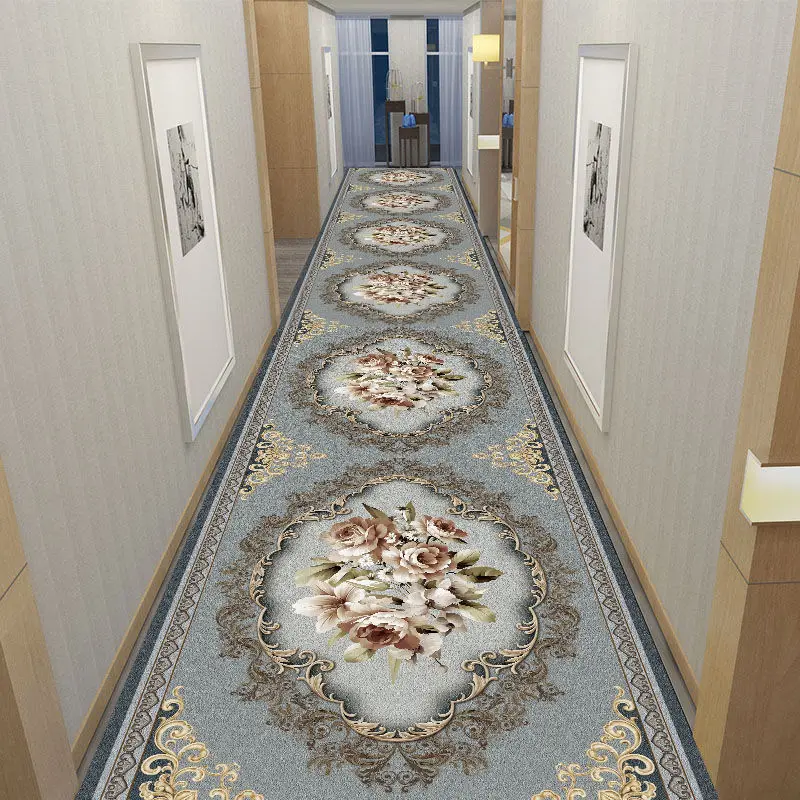 Chinese Style Corridor Aisle Carpet Hotel Hotel Stairs Non-Slip Floor Mats Home Entrance Carpet Custom Corridor Long Carpet