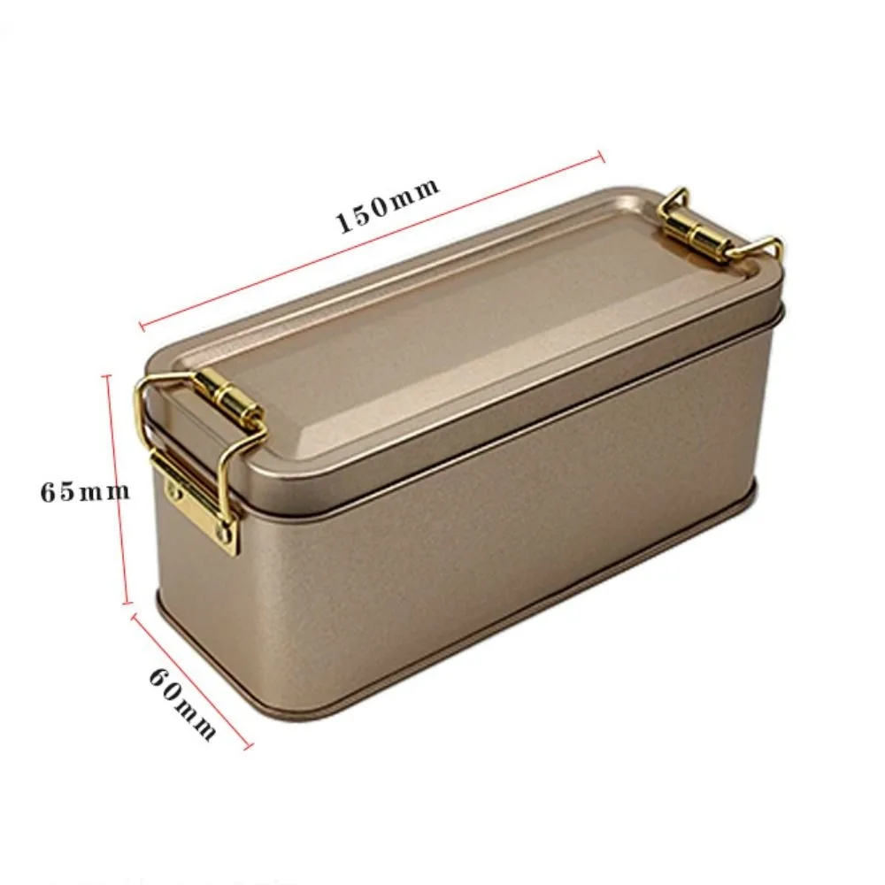 High Quality Metal Rectangular Iron Box with Lid Storage Box Cake Packaging Box Old-fashioned Durable Buckle Iron Box
