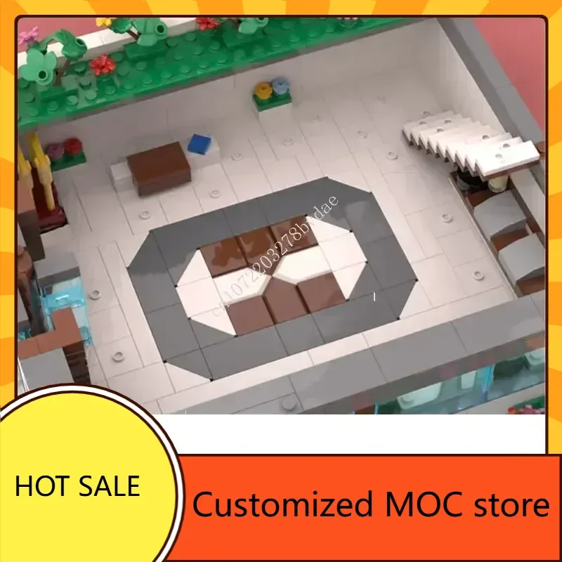 3147PCS Sunshine Hotel Compleanno MOC Puzzle Vacanze creative DIYA Assemblaggio StreetView Architettura Giocattolo di compleanno Regalo di Natale per bambini