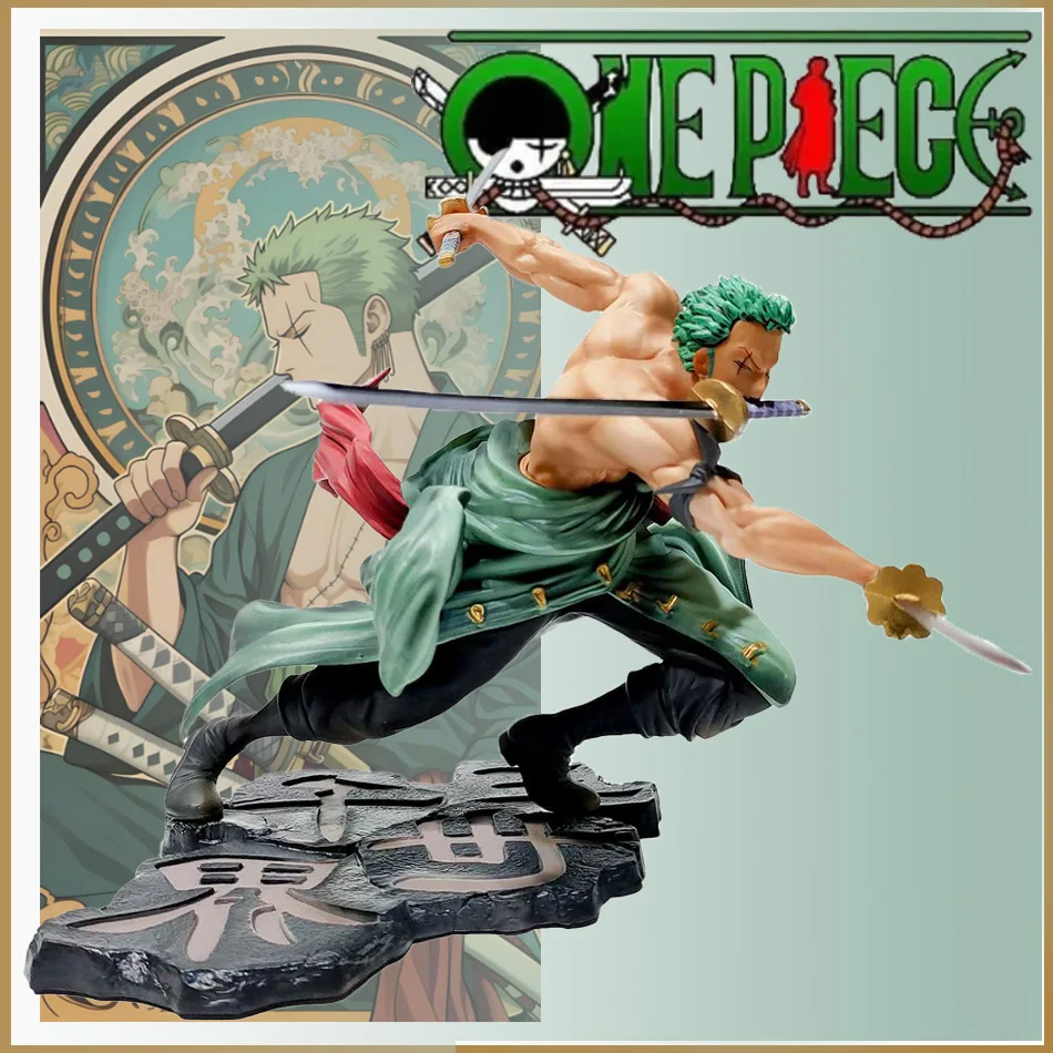 Figura de Anime One Piece 2026, Roronoa Zoro con Tres Espadas, Estatua de Anime Manga, Modelo Coleccionable de PVC, Regalos