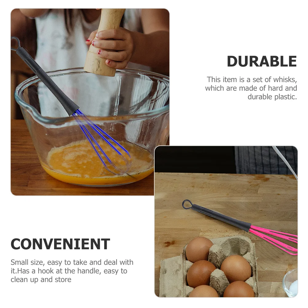 

6Pcs Small Plastic Balloon Whisk Hairdresser Mixer Whip Hair Dye Stirrer Salon Tool Hook Handle Salon Dye Whisk