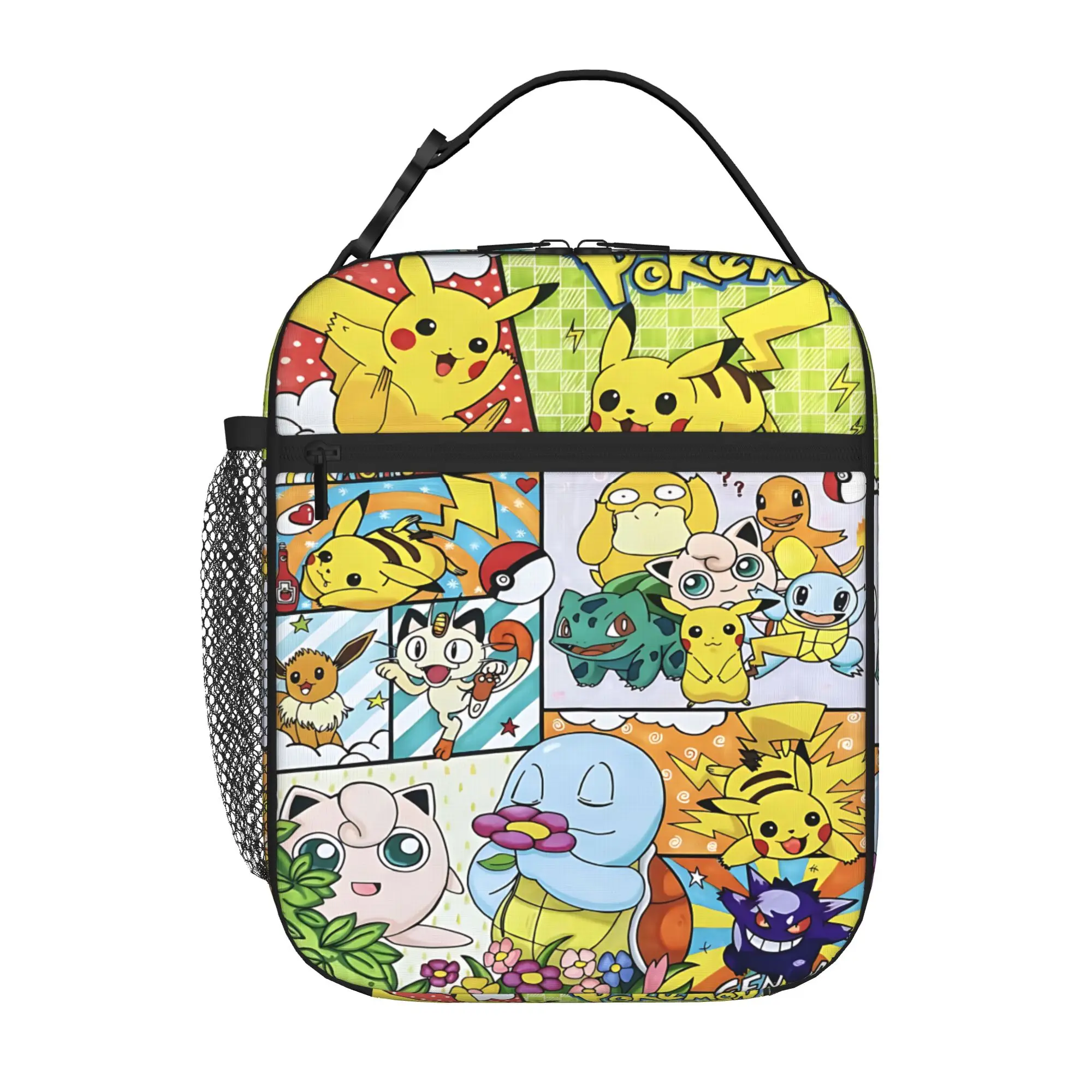 Cartoon Pokemon Theme Insulated Lunch Bag Meal Pack Rice Bag  bolsa Student Bento Lunch Handbag Insulation
