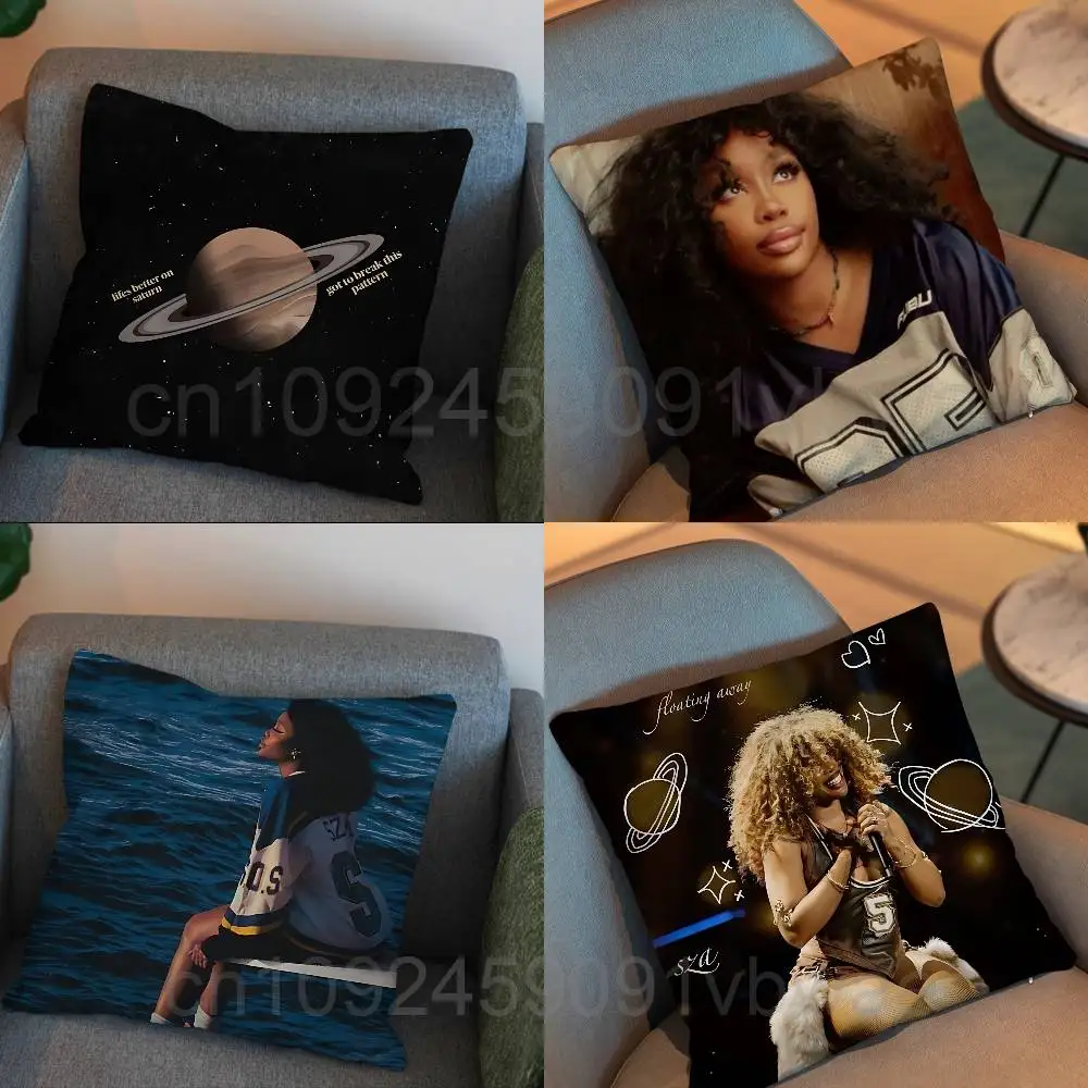 Saturn SOS SZA Pillow Case Anti-dustmite Pillowcase Invisible zipper silky short plush Sofa cushion cover