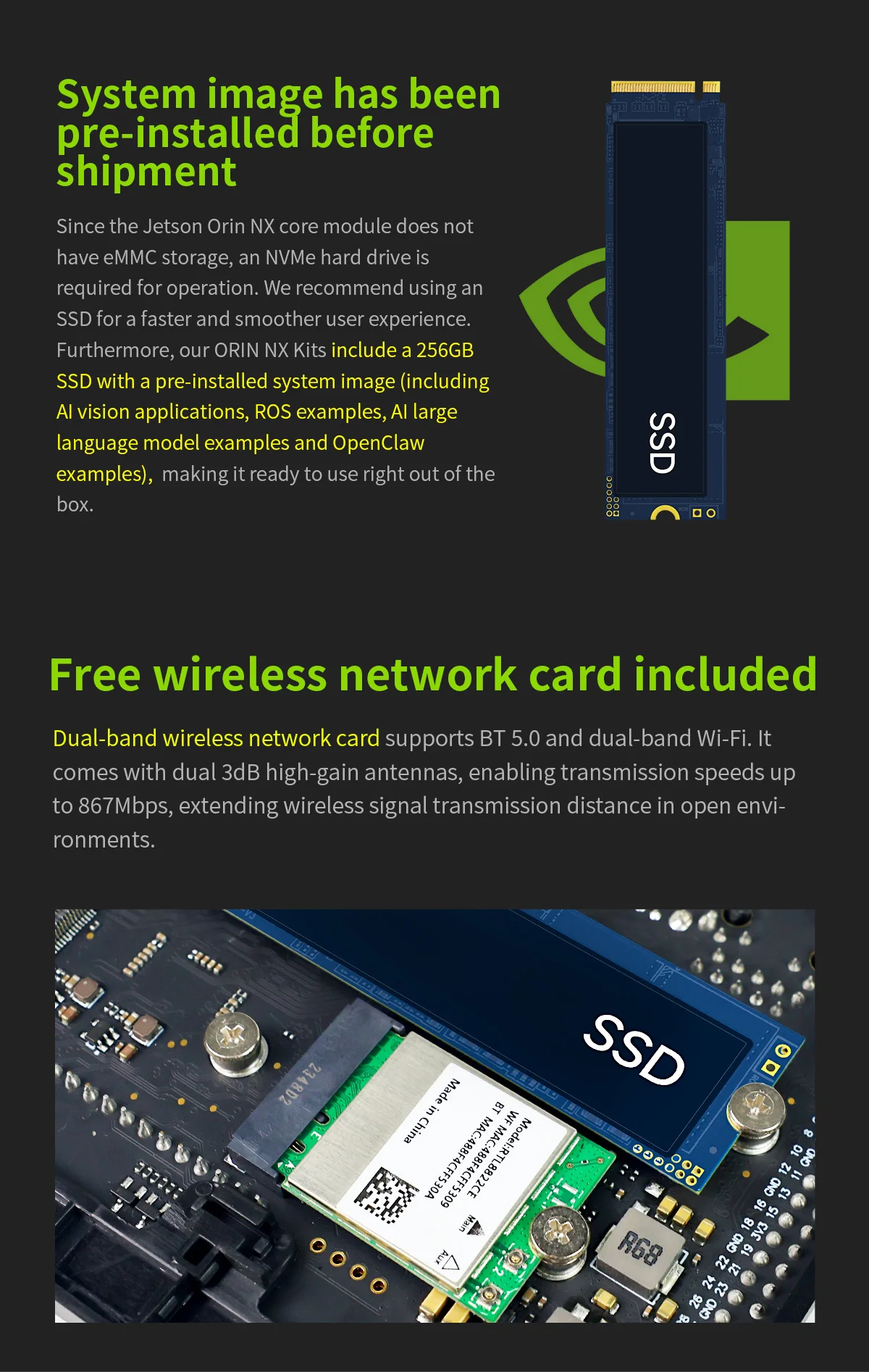 Jetson Orin NX Developer Kit Super Version mit offiziellem Core-Modul 8G/16G RAM Kostenlose 256 GB SSD bis 117/157 TOPS Computing Power – Detail 13