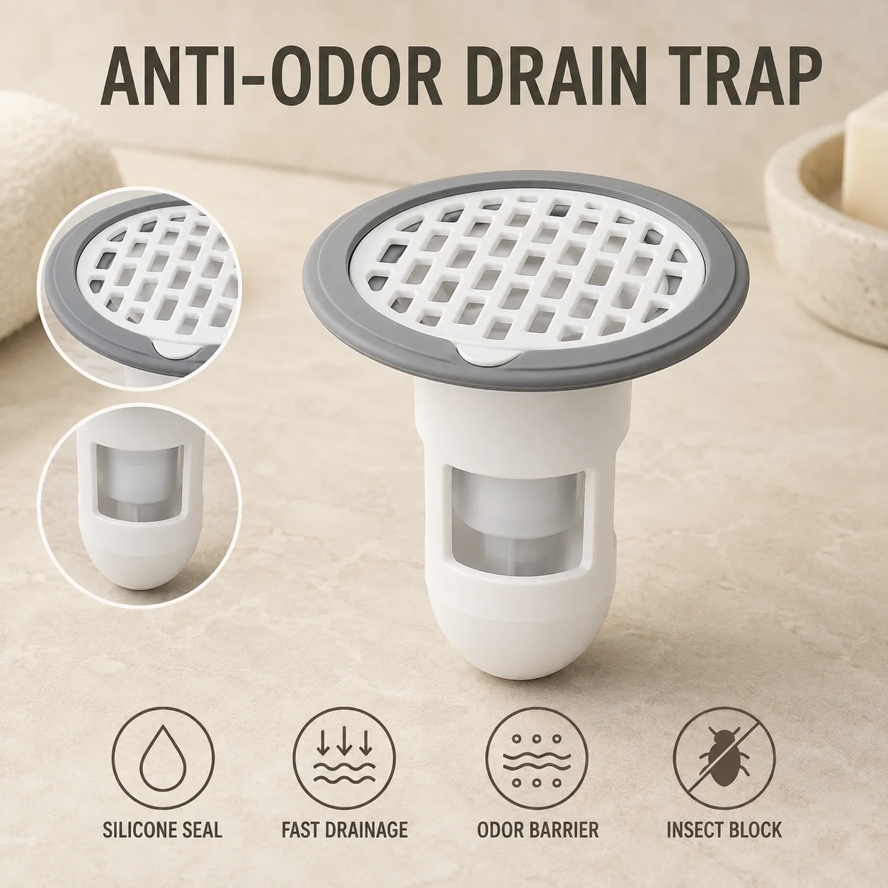 1-10PCSBath Shower Floor Drain StrainerCover Plug Trap Silicone Anti-odor Sink Bathroom Water Filter Insect Prevention Deodorant