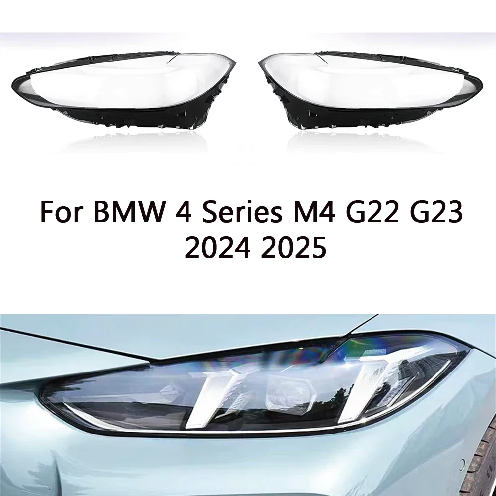 

HTTCY For BMW 4 Series M4 G22 G23 2024 2025 front Car Headlight Cover Lens Shell Lampcover Lampshade Headlamp housing