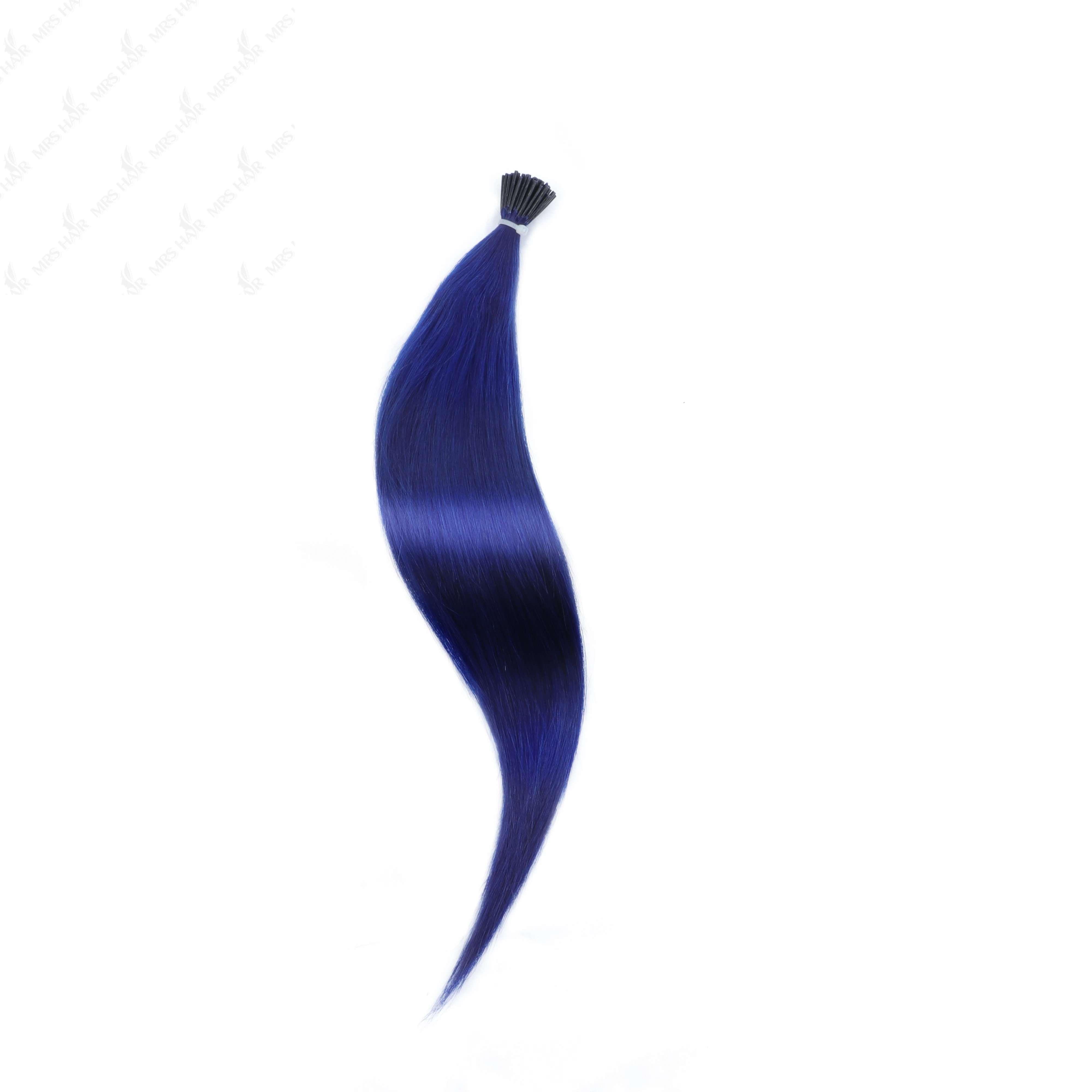 ブルーカラー I チップストレート人毛エクステンションケラチンヘアホットプレボンドマイクロビーズヘア女性用 12-20 インチ 50 個/パック