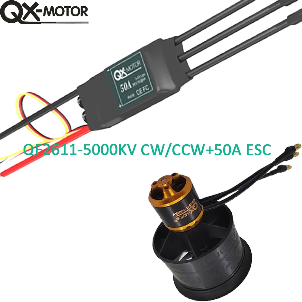 

QX-MOTOR QF2611 QF2611-5000KV 50mm 12 Blades Ducted Fan EDF Brushless Motor CW CCW With 50A ESC For RC Airplane