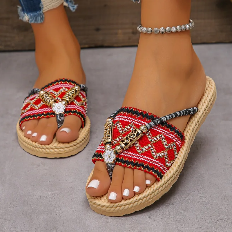 

Римские сандалии, новые летние туфли с круглым носком и открытым носком, металлическая пряжка, нескользящая износостойкая обувь на плоской подошве с мягкой подошвой